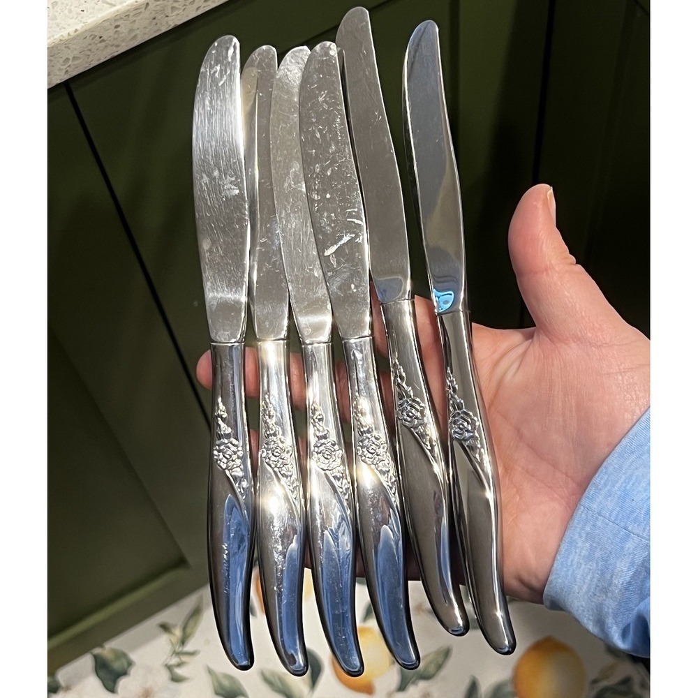 Oneida La Rose Stainless Premier Silverware‎ 6 Dinner Knives Flatware